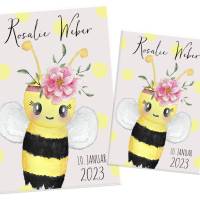 Biene Mädchen U-Hefthülle mit Name und Geburtsdatum, Uhefthülle und Impfpasshülle personalisiert Bild 3