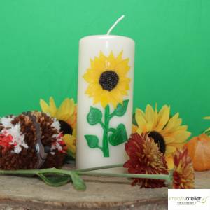 herbstliche Künstlerkerze Sonnenblume - die manuelle, kunsthandwerkliche Fertigung Bild 1