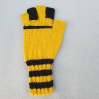 Fanhandschuhe ohne Fingerkuppen Vereinshandschuhe Gelb Schwarz Größe L Bild 4