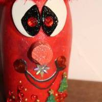 Dekofigur BÄUMCHENWICHTEL Weihnachtswichtel witzige Upcyclingfigur aus Sektflasche m. handgestricktem Mützchen Bild 2