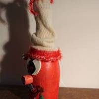 Dekofigur BÄUMCHENWICHTEL Weihnachtswichtel witzige Upcyclingfigur aus Sektflasche m. handgestricktem Mützchen Bild 7
