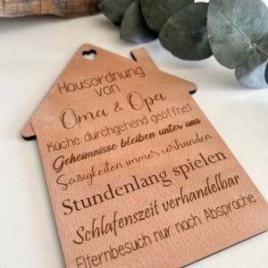 Geschenk für Oma und Opa - Personalisiertes Holzschild: Hausordnung von Oma und Opa Bild 3