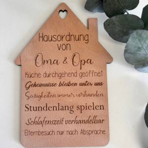 Geschenk für Oma und Opa - Personalisiertes Holzschild: Hausordnung von Oma und Opa Bild 9