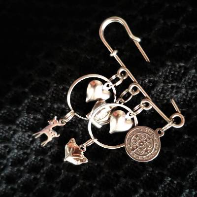 Brosche, Anstecknadel, Anstecker, Charivari-Brosche, Trachtenschmuck, Edelstahl 