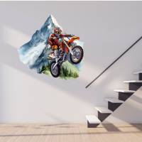 Motocross Mountain Autoaufkleber/Wandtattoo-Motorrad-Bike-Personalisierbar-Trend Konturgeschnitten ohne Hintergrund Bild 1