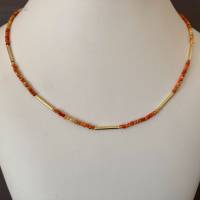 Korallenkette orange, 48 cm lang, Schaumkoralle Natur, Geschenk für Mann Frau, Handarbeit aus Bayern Bild 1
