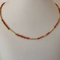 Korallenkette orange, 48 cm lang, Schaumkoralle Natur, Geschenk für Mann Frau, Handarbeit aus Bayern Bild 3