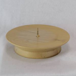 gedrechselter Holz-Kerzenständer aus unterschiedlichen Hölzern, für Kerzen mit einem Durchmesser bis zu 70 mm geeignet Bild 2