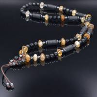 Herren Halskette aus Edelsteinen Citrin Lava Achat und Hämatit, Länge 72 cm Bild 1