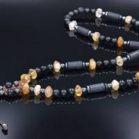 Herren Halskette aus Edelsteinen Citrin Lava Achat und Hämatit, Länge 72 cm Bild 6