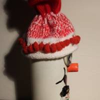 Dekofigur SCHNEEMANNWICHTEL Weihnachtswichtel witzige Upcyclingfigur aus Weinflasche m. handgestricktem Mützchen Bild 3