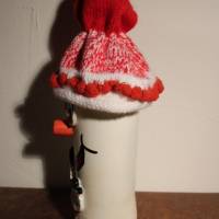 Dekofigur SCHNEEMANNWICHTEL Weihnachtswichtel witzige Upcyclingfigur aus Weinflasche m. handgestricktem Mützchen Bild 5