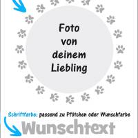 Haustierportrait Hund oder Katze - Umrandung Pfötchen 1 - rund | personalisierbar mit Namen - Digitaldruck Tierportrait Bild 3