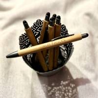 Kuli mit Spruch, lustiger Kugelschreiber mit Gravur, Bambus - Wollen ist wie machen, nur fauler Bild 2