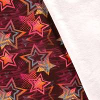 Stoff Baumwolle Sweatshirtstoff Sterne bordeaux rot orange blau pink bunt Kinderstoff Kleiderstoff Bild 2