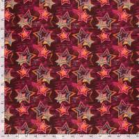 Stoff Baumwolle Sweatshirtstoff Sterne bordeaux rot orange blau pink bunt Kinderstoff Kleiderstoff Bild 4