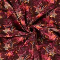 Stoff Baumwolle Sweatshirtstoff Sterne bordeaux rot orange blau pink bunt Kinderstoff Kleiderstoff Bild 5