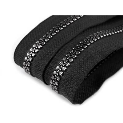 Endlosreißverschluss Totenkopf 8 mm – Schwarzer Krampenreißverschluss mit Totenkopf-Design