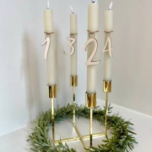 Zahlen für den Adventskranz aus Holz Kerzen Zahlenanhänger Kerzenanhänger für den Adventskranz Zahlen Eins bis Vier Adve Bild 3