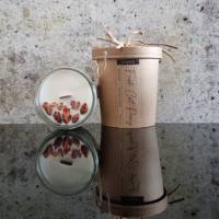 Handgegossene Duftkerze Sojawachskerzen mit Holzdocht und Trockenblumen - Geschenkbox - 10 Düfte - 150g - Vegan Bild 6