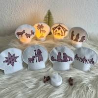 Stickdatei, LED Cover, Teelichthalter, Krippe Jesus Geburt, Weihnachten Set 906 Bild 1