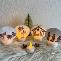 Stickdatei, LED Cover, Teelichthalter, Krippe Jesus Geburt, Weihnachten Set 906 Bild 2