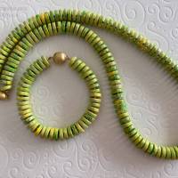 Edelsteinarmband mit Magnetverschluss, grün gelb Magnesitrondellen gefärbt, Geschenk Frauen, Handarbeit aus Bayern Bild 6