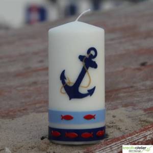 Maritime Kerze mit Anker und Fischen in elfenbein, Maritimes Geschenk, Nautic Art, Urlaubsgeschenk, personalisierbar Bild 5