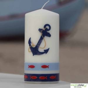 Maritime Kerze mit Anker und Fischen in elfenbein, Maritimes Geschenk, Nautic Art, Urlaubsgeschenk, personalisierbar Bild 8