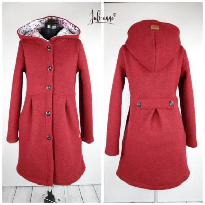 Dicker Damen BIO Walk Mantel / Jacke "Jumi" Dunkelrot Rot Weinrot