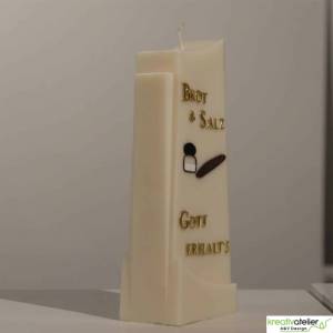 Kerze "Brot & Salz ..." zum Einzug - Formkerze aus Rapswachs, Geschenk zum Einzug, Einzugsgeschenk Bild 4