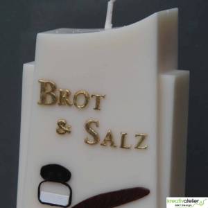 Kerze "Brot & Salz ..." zum Einzug - Formkerze aus Rapswachs, Geschenk zum Einzug, Einzugsgeschenk Bild 6