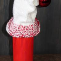 Dekofigur GLITZERWICHTEL Weihnachtswichtel witzige Upcyclingfigur aus Glasflasche m. handgestricktem Mützchen Bild 4