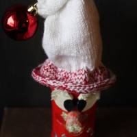 Dekofigur GLITZERWICHTEL Weihnachtswichtel witzige Upcyclingfigur aus Glasflasche m. handgestricktem Mützchen Bild 6
