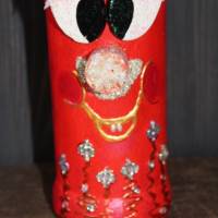 Dekofigur GLITZERWICHTEL Weihnachtswichtel witzige Upcyclingfigur aus Glasflasche m. handgestricktem Mützchen Bild 7
