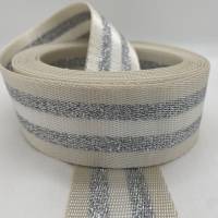 Gurtband White&Silver Stripes, creme, 38 mm Bild 1