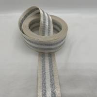 Gurtband White&Silver Stripes, creme, 38 mm Bild 3