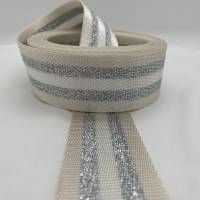 Gurtband White&Silver Stripes, creme, 38 mm Bild 4