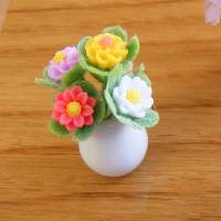 Miniaturen Puppenhaus Porzellanvase mit Blumen Bild 2