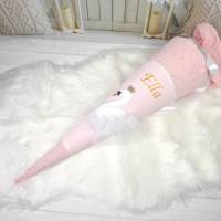 Schultüte aus Stoff Schwan mit Tüllflügel und Glitzerkrone rosa Zuckertüte Mädchen 70cm oder 85cm Bild 1