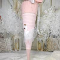 Schultüte aus Stoff Schwan mit Tüllflügel und Glitzerkrone rosa Zuckertüte Mädchen 70cm oder 85cm Bild 5