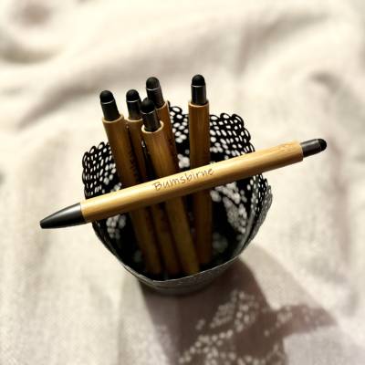 Kuli mit Spruch, lustiger Kugelschreiber mit Gravur, Bambus - Bumsbirne