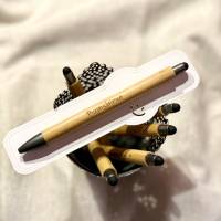 Kuli mit Spruch, lustiger Kugelschreiber mit Gravur, Bambus - Bumsbirne Bild 2