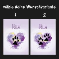 Pfotenabdruck Poster | mit Pfotenabdruck und Name deines Hundes - Watercolor Herz lila - Digitaldruck Bild 4