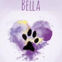 Pfotenabdruck Poster | mit Pfotenabdruck und Name deines Hundes - Watercolor Herz lila - Digitaldruck Bild 5