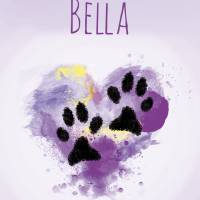 Pfotenabdruck Poster | mit Pfotenabdruck und Name deines Hundes - Watercolor Herz lila - Digitaldruck Bild 6