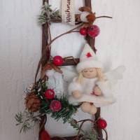 Weihnachten Deko Türkranz , Wanddeko Engelchen auf der Himmelsleiter Bild 2