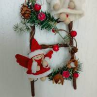 Weihnachten Deko Türkranz , Wanddeko Engelchen auf der Himmelsleiter Bild 3