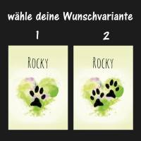 Pfotenabdruck Poster | mit Pfotenabdruck und Name deines Hundes - Watercolor Herz grün - Digitaldruck Bild 4