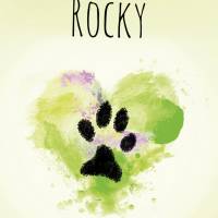 Pfotenabdruck Poster | mit Pfotenabdruck und Name deines Hundes - Watercolor Herz grün - Digitaldruck Bild 5